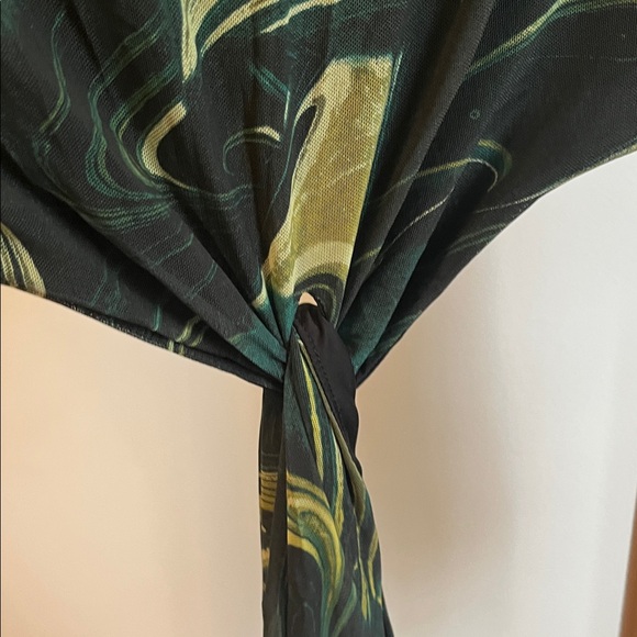 Guess Green and Gold Swirl Knot-Front Mini Dress - Picture 4 of 5